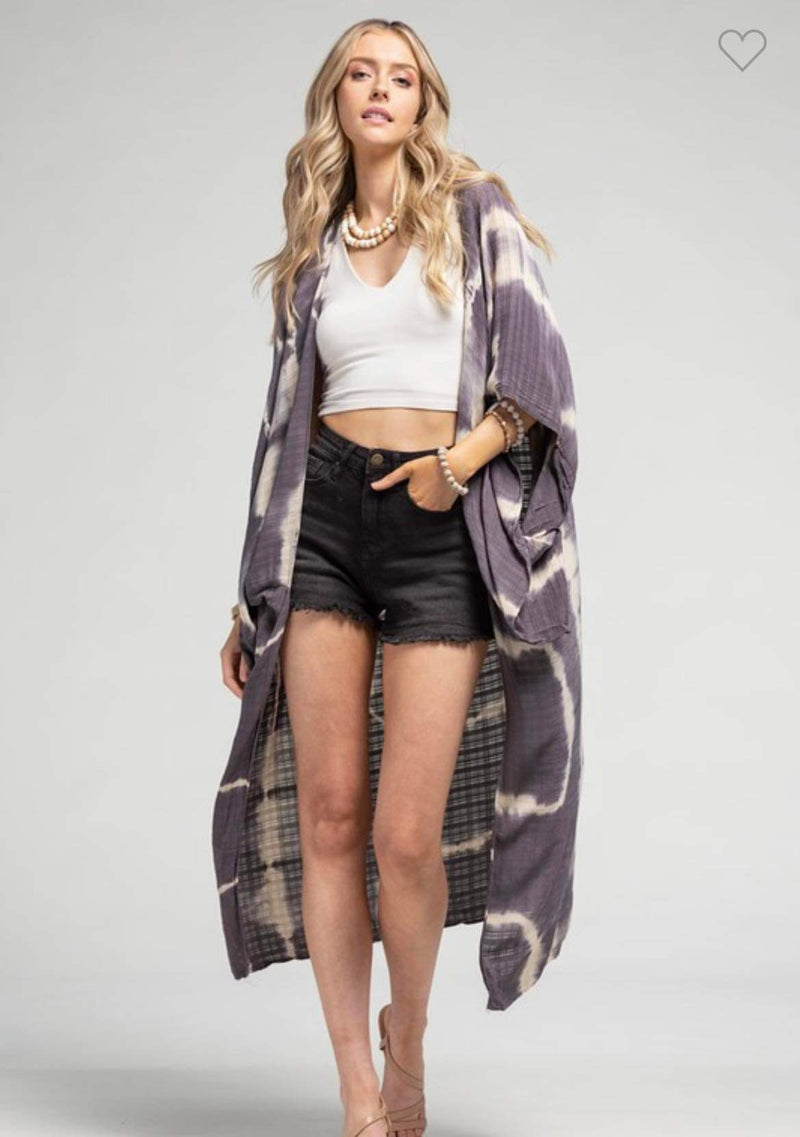 Macchia di Ruggine Tie Dye Kimono With Crochet Accent - WILD FLIER GIFTS AND APPAREL