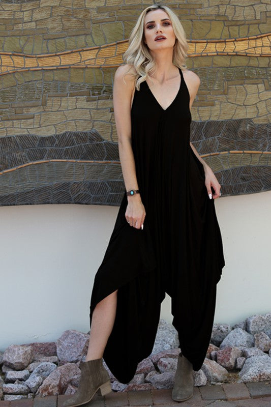 Angie Black Knit Harem Jumpsuit