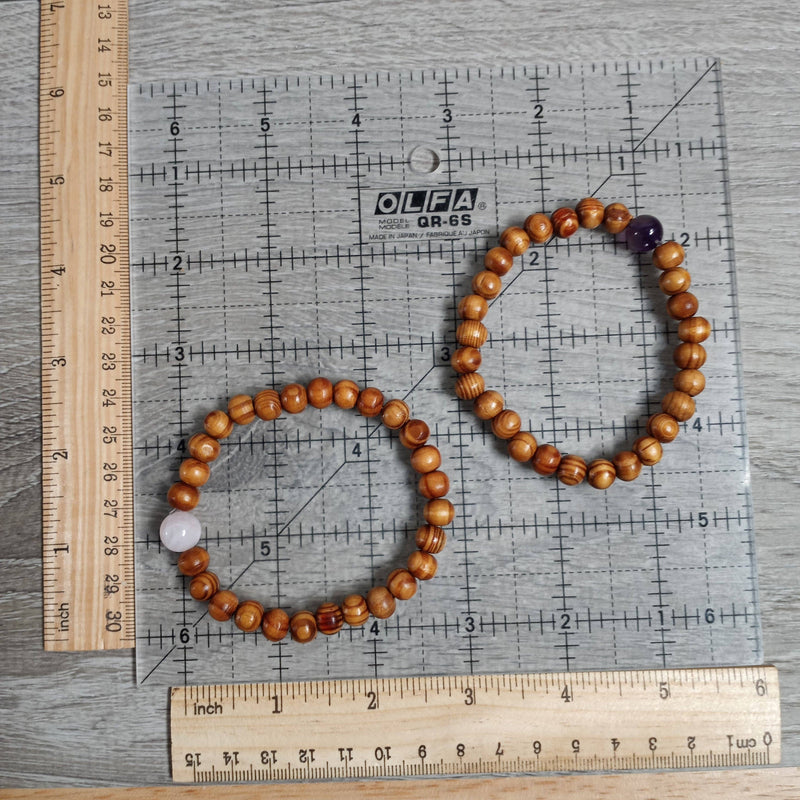 Assorted Gemstone with Wood Beads Bracelet Stretchy String: Assorted Symbols and Stones | WILD FLIER GIFTS AND APPAREL