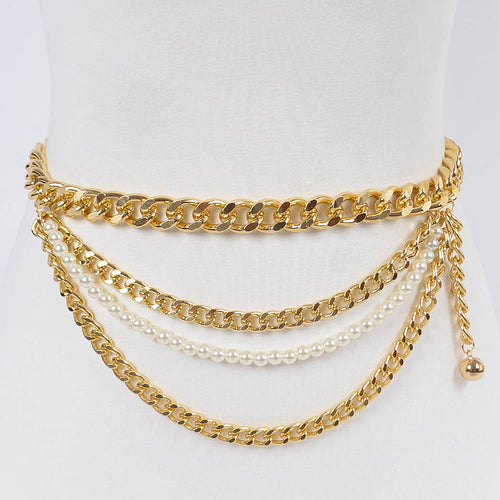 Layered Chain and Pearl Belt: GD | WILD FLIER GIFTS AND APPAREL