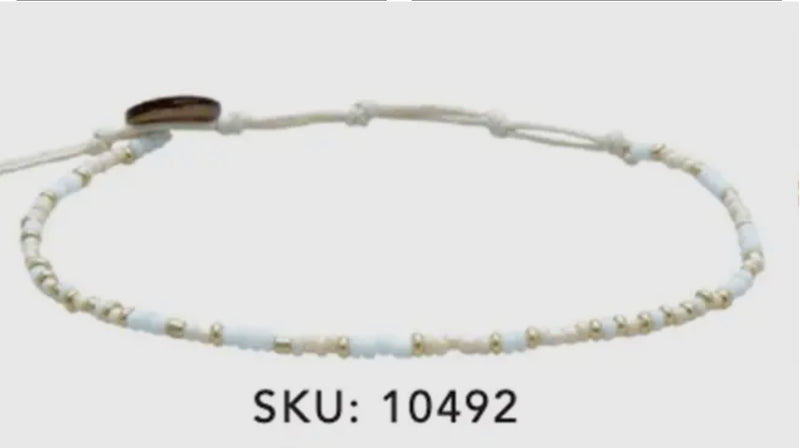 Lotus and Luna Beaded Anklets