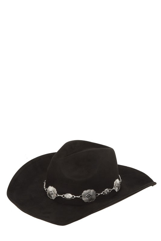 Cowboy Hat with Vintage Metal Chain Accent