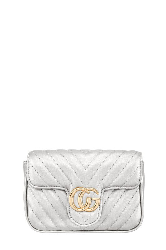 Chevron Quilted CG Buckle Crossbody Bags