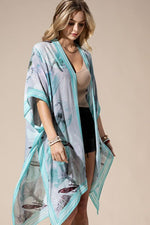 Aqua Multicolored Kimono | WILD FLIER GIFTS AND APPAREL