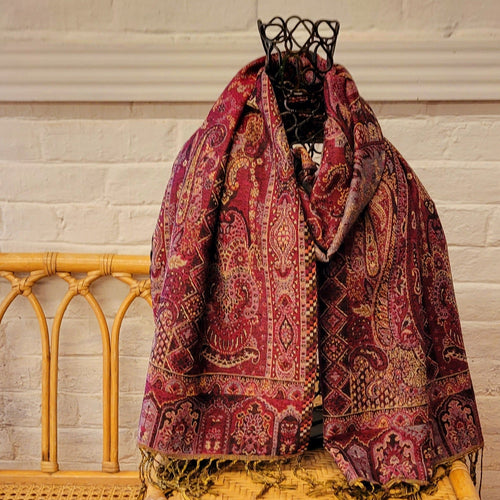 Red Big Paisley Pashmina Scarf Reversible Shawl Wraps | WILD FLIER GIFTS AND APPAREL