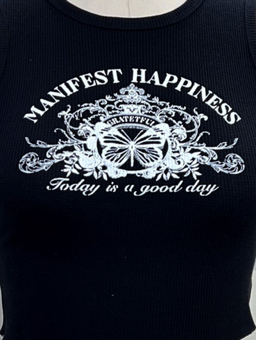“Manifest Happiness” Graphic Tank Top