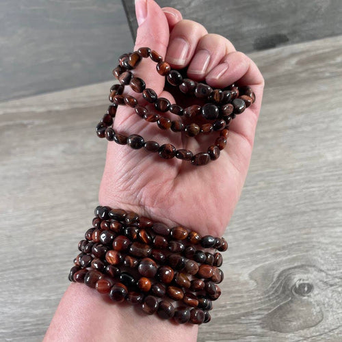 Gemstone Nugget Bracelet – Bulk Crystal Jewelry for Retailer: Red Tiger Eye | WILD FLIER GIFTS AND APPAREL