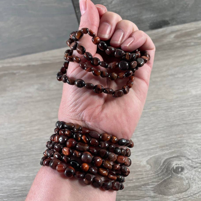 Gemstone Nugget Bracelet – Bulk Crystal Jewelry for Retailer: Red Tiger Eye | WILD FLIER GIFTS AND APPAREL