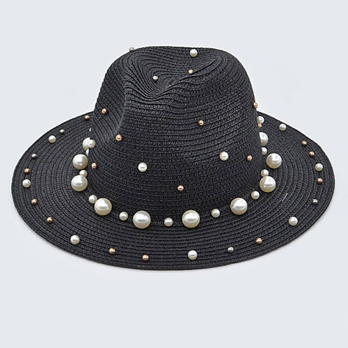 Beaded Fedora Hat: Black | WILD FLIER GIFTS AND APPAREL
