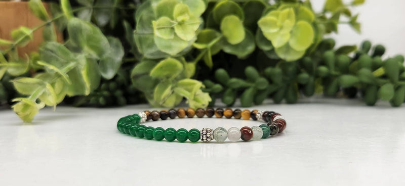 ABUNDANCE - Green Jade, Yellow Tiger Eye and Bloodstone 4MM Bracelet