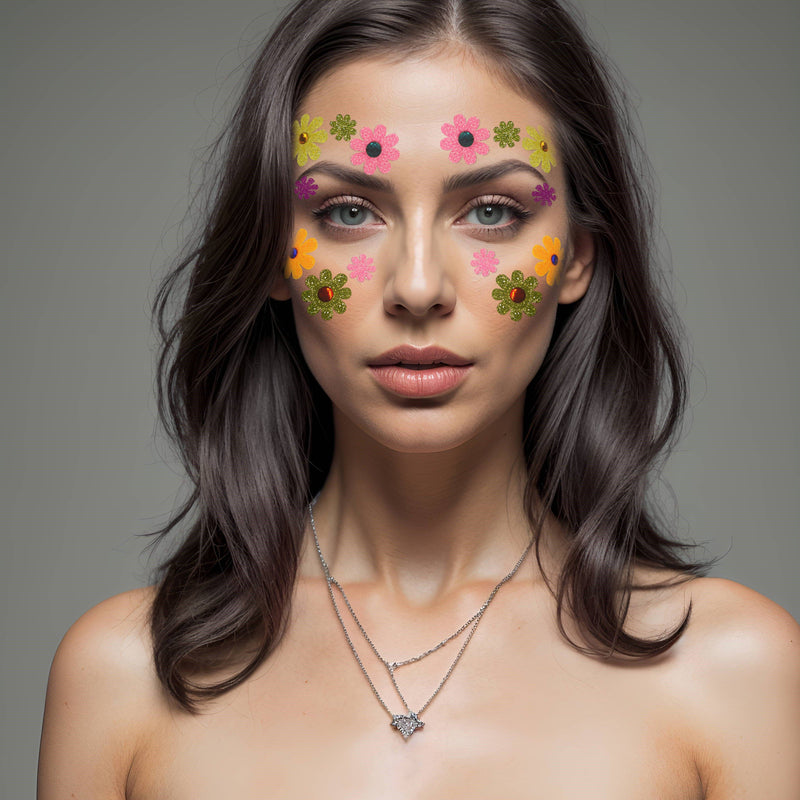 Carnival Of Delights Glitter Neon Face Sticker: MULTI / O/S | WILD FLIER GIFTS AND APPAREL
