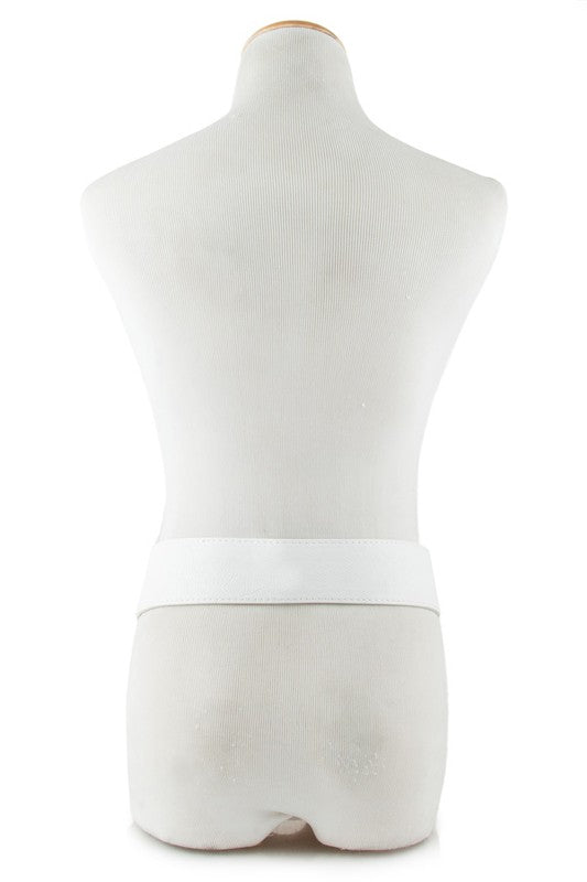 Ivory Faux Leather Chain Belt