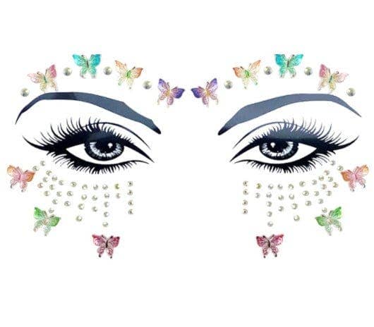 Flutura Butterfly Iridescent Crystal Face Jewels: MUL / O/S | WILD FLIER GIFTS AND APPAREL
