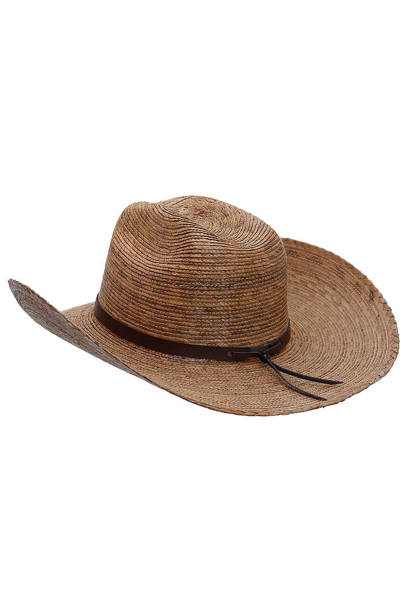 Closed Cutter Palm Straw Cowboy Hat: Tan