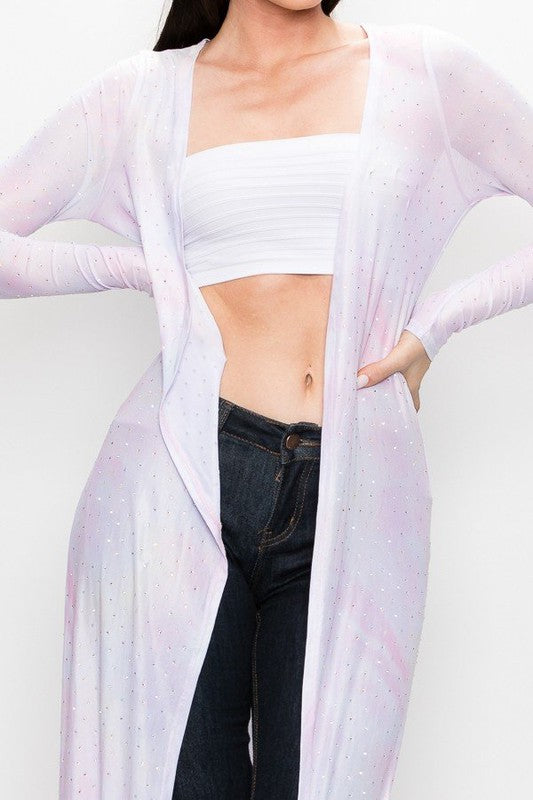 Tie Dye Open Cardigan With Rhinestone | WILD FLIER GIFTS AND APPAREL