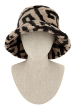 Greek Print Fur Bucket Hat