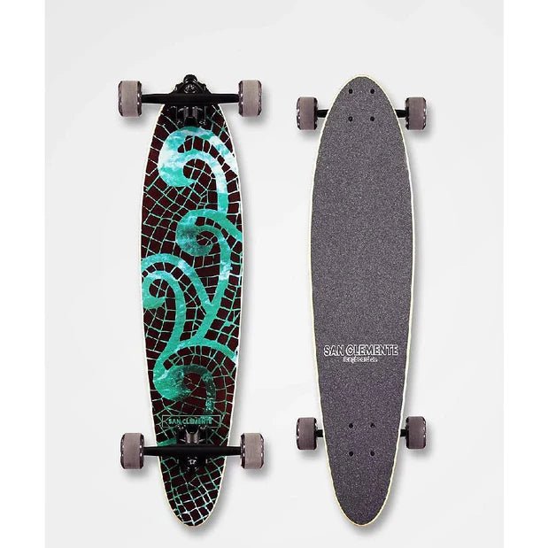 San Clemente Mosaic Sea Pintail Complete Longboard - 8”x34” | WILD FLIER GIFTS AND APPAREL