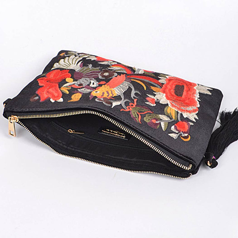 Faux Velvet Clutch With Tassel: Burgundy | WILD FLIER GIFTS AND APPAREL