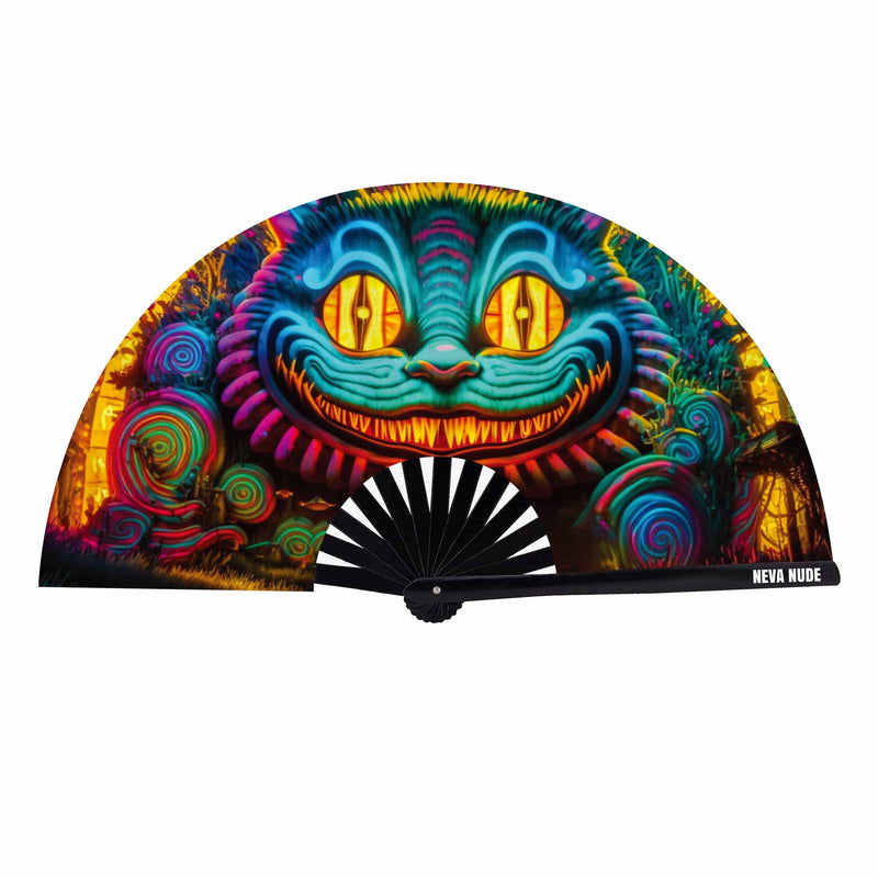 We're All Mad Here Blacklight Large Folding Fan: Neon / O/S | WILD FLIER GIFTS AND APPAREL