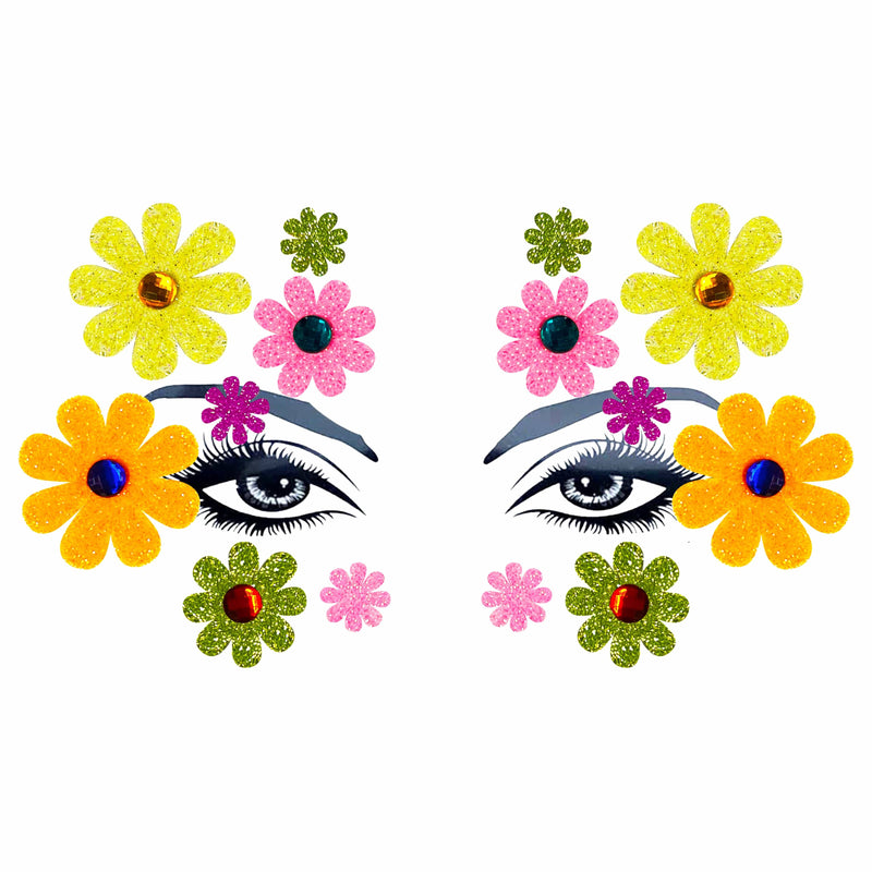 Carnival Of Delights Glitter Neon Face Sticker: MULTI / O/S | WILD FLIER GIFTS AND APPAREL