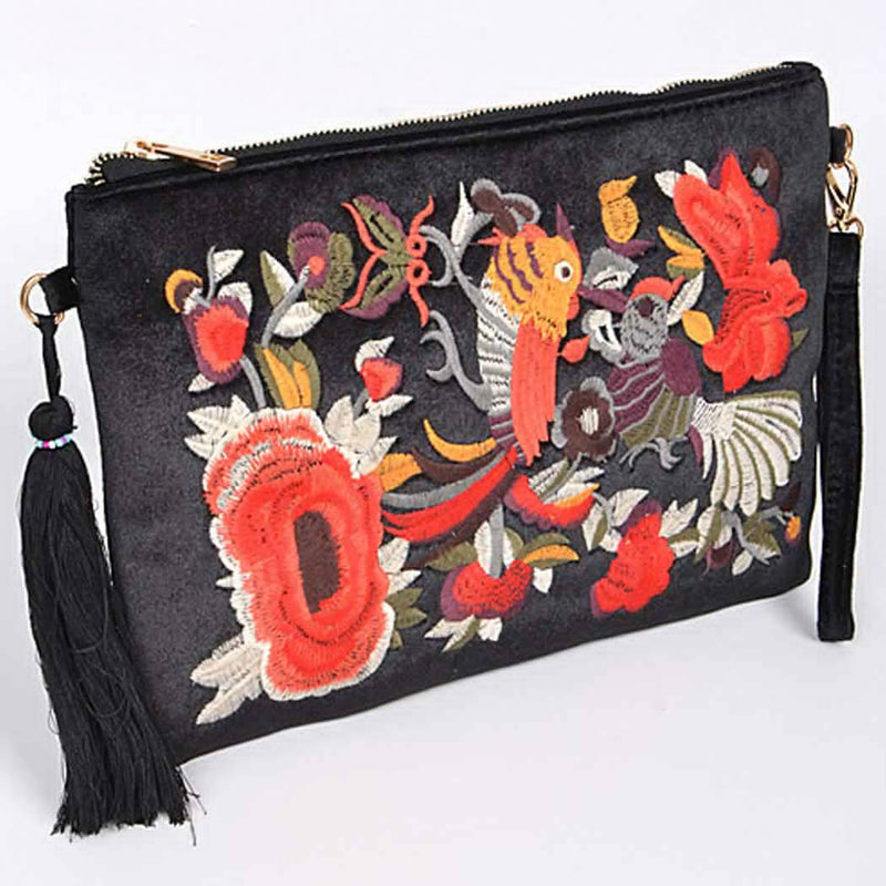 Faux Velvet Clutch With Tassel: Burgundy | WILD FLIER GIFTS AND APPAREL