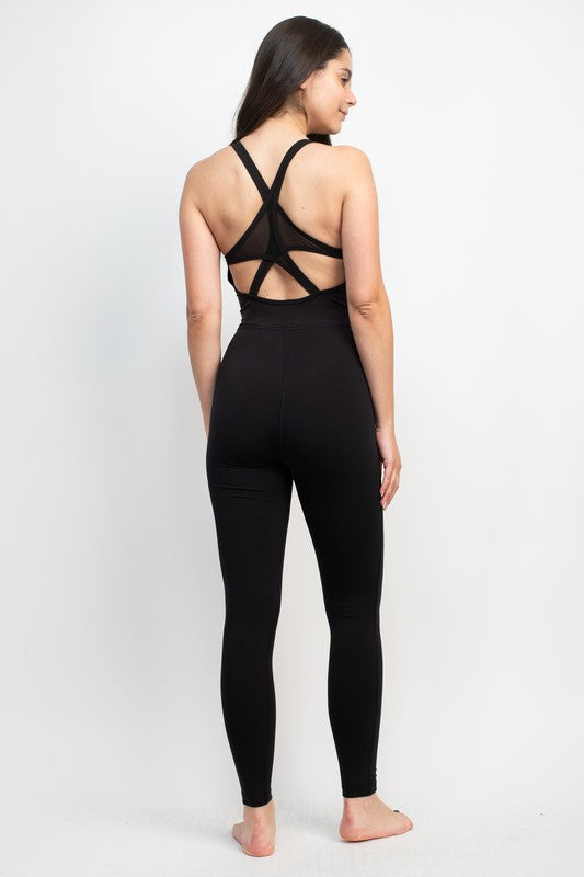 Mesh Back Detail Skinny Jumpsuit | WILD FLIER GIFTS AND APPAREL