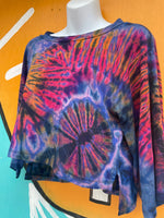 Hippy Tie-dye 3/4 Sleeve Crop Top : One Size | WILD FLIER GIFTS AND APPAREL