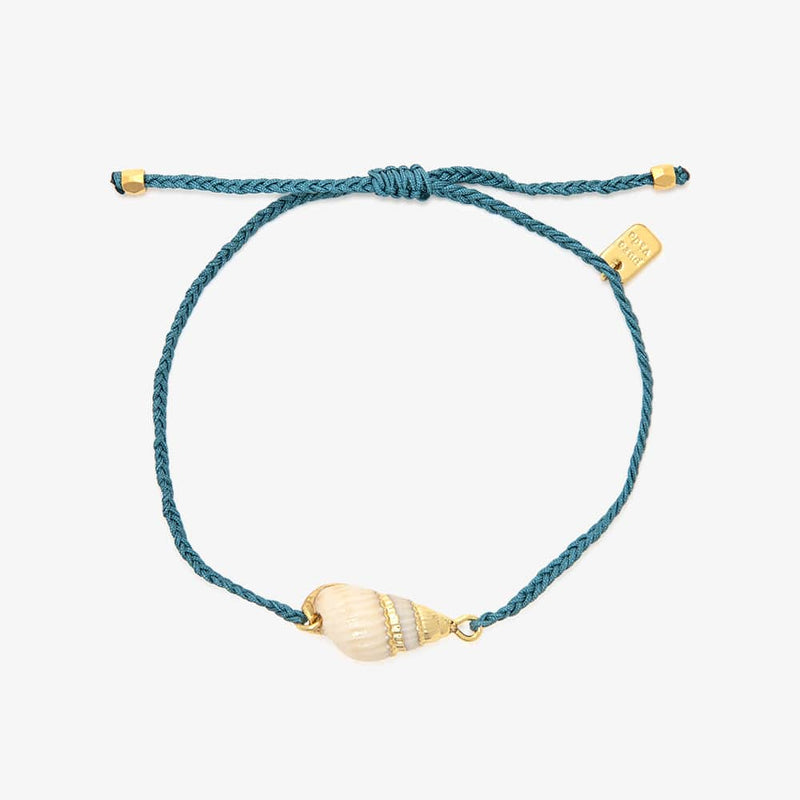 Pura Vida Beachside Blue Dainty Mother of Pearl Seashell Gold Charm Bracelet