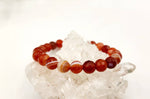 Banded Carnelian Faceted 8mm  Gemstone Bracelet-7.5" Long