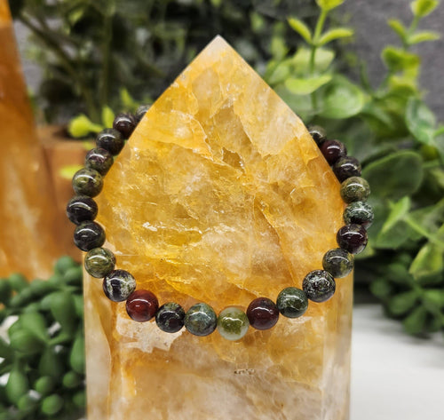 Dragon Bloodstone Stretchable Gemstone Bracelet 6mm Beads