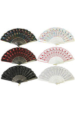 Floral Sequins Stitched Novelty Oriental Hand-Held Folding Fans | WILD FLIER GIFTS AND APPAREL