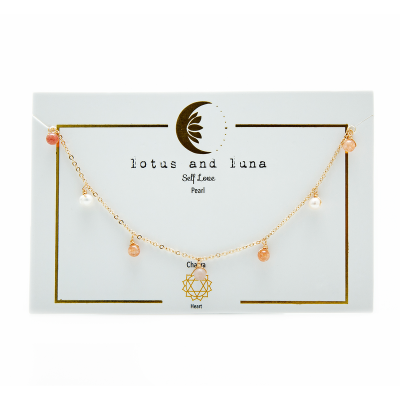 Lotus and Luna Self Love Pearl Dewdrop Necklaces