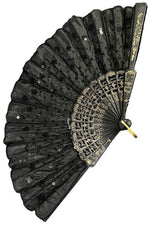 Floral Sequins Stitched Novelty Oriental Hand-Held Folding Fans | WILD FLIER GIFTS AND APPAREL