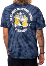 A Lost Cause Official Up All Night V2 Tie Dye Tee: Navy Tie Dye