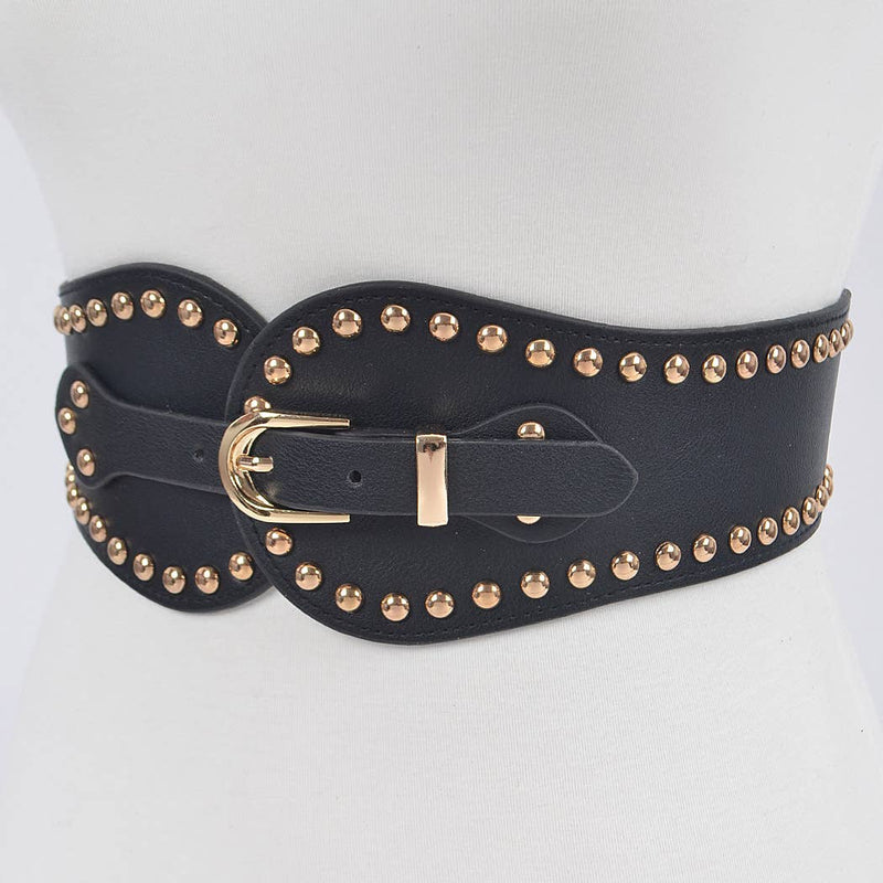 Studded Wide Stretch Belt: Black Silver | WILD FLIER GIFTS AND APPAREL