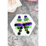 MARDIGRAS THEME SEQUINS CHANDELIER HOOK EARRING: MARDIGRAS / ONE(6) | WILD FLIER GIFTS AND APPAREL