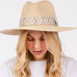 TRIBAL AZTEC PATTERN STRAW SUN HAT.: TP | WILD FLIER GIFTS AND APPAREL