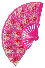 Periwinkle Floral Blossom Gold Glitter Print Novelty Oriental Hand-Held Folding Fans | WILD FLIER GIFTS AND APPAREL