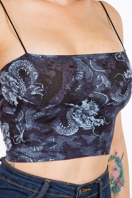 Bear Dance Dragon Printed Crop Top Tank - WILD FLIER GIFTS AND APPAREL