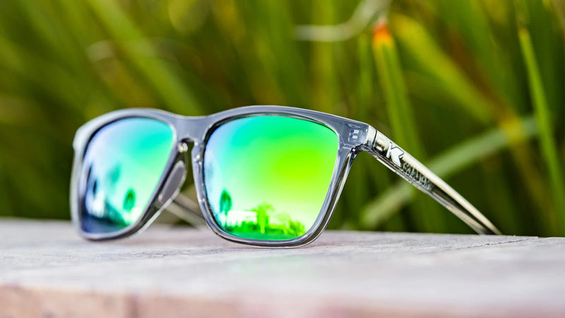 Knockaround Clear Grey / Green Moonshine Fast Lanes Sport Unisex Polarized Sunglasses | WILD FLIER GIFTS AND APPAREL