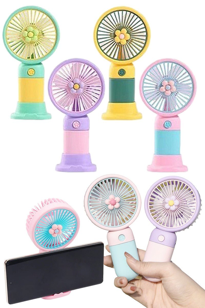 Flower Pastel Matte Portable Handheld Electric Fan with Phone Dock | WILD FLIER GIFTS AND APPAREL