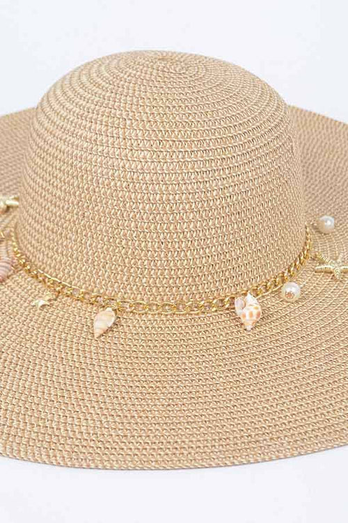 Summer Hat with Multi Seashells: BG | WILD FLIER GIFTS AND APPAREL
