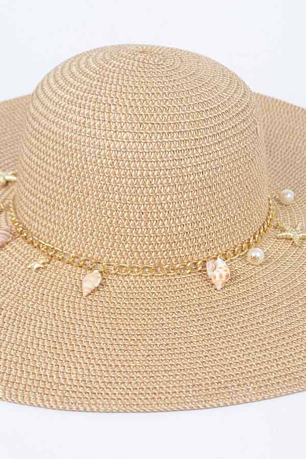 Summer Hat with Multi Seashells: BG | WILD FLIER GIFTS AND APPAREL