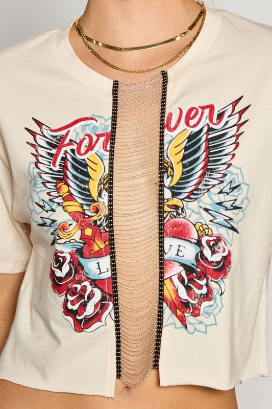 Forever Love Middle Chain Cropped Top | WILD FLIER GIFTS AND APPAREL