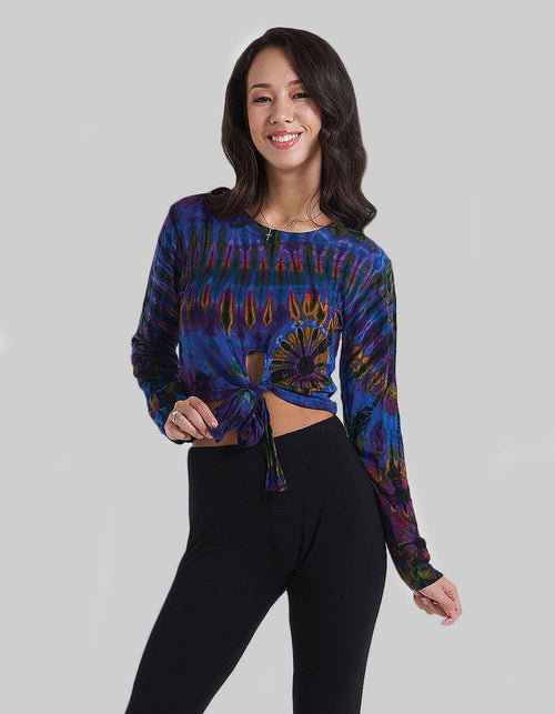 Tie dye long sleeves crop top (TH-1302): Gray / Assorted Sizes | WILD FLIER GIFTS AND APPAREL