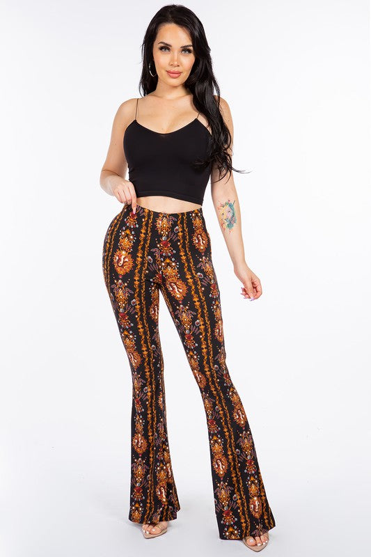 Boho Venus Baroque Print Flared Pants