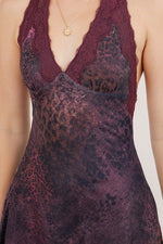 Animal Print Lace Halter Mini Dress | WILD FLIER GIFTS AND APPAREL