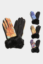 Van Gogh Painting Faux Fur Touch Smart Gloves