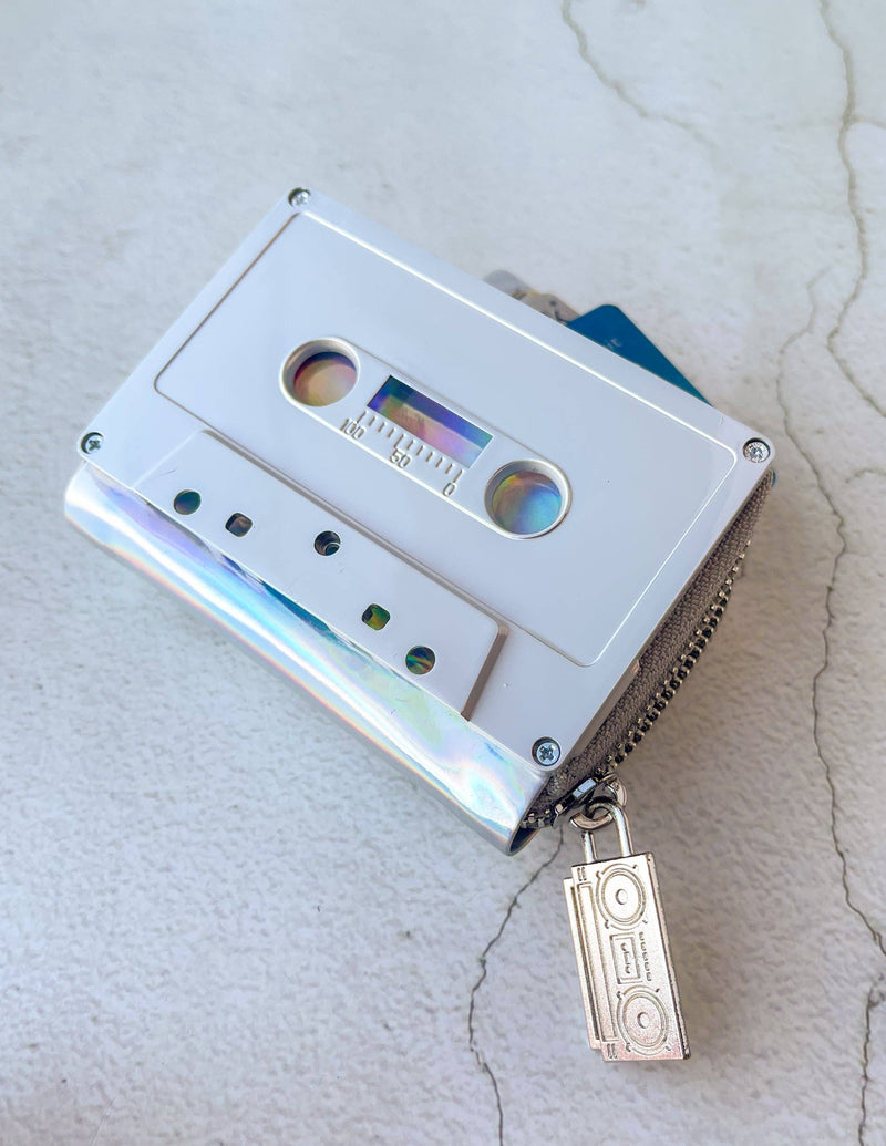 70267: Retro Cassette Wallet | Electro Silver | WILD FLIER GIFTS AND APPAREL