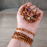 Assorted Gemstone with Wood Beads Bracelet Stretchy String: Assorted Symbols and Stones | WILD FLIER GIFTS AND APPAREL